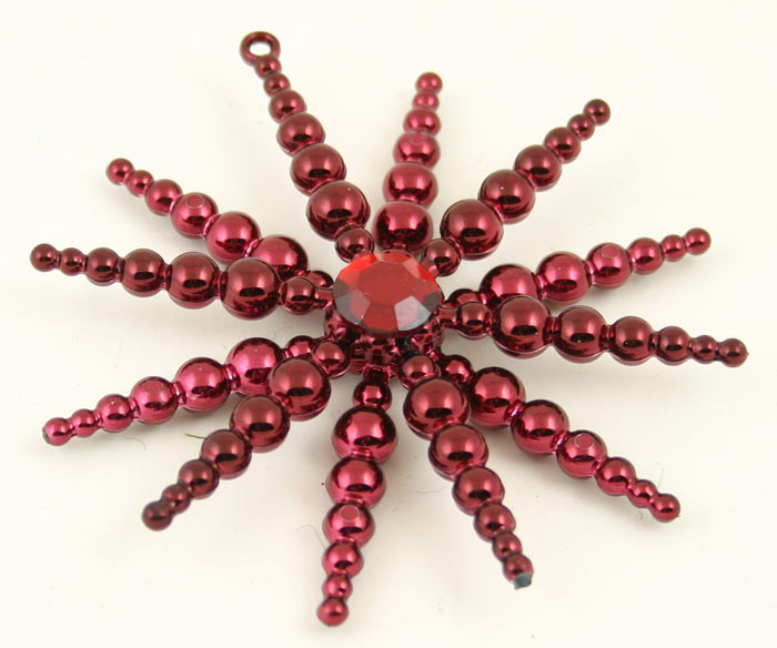 Burgundy Beaded Snowflake Ornament