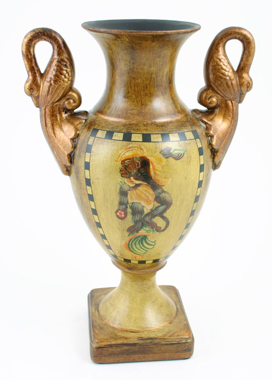 Monkey Pattern HANdled Vase