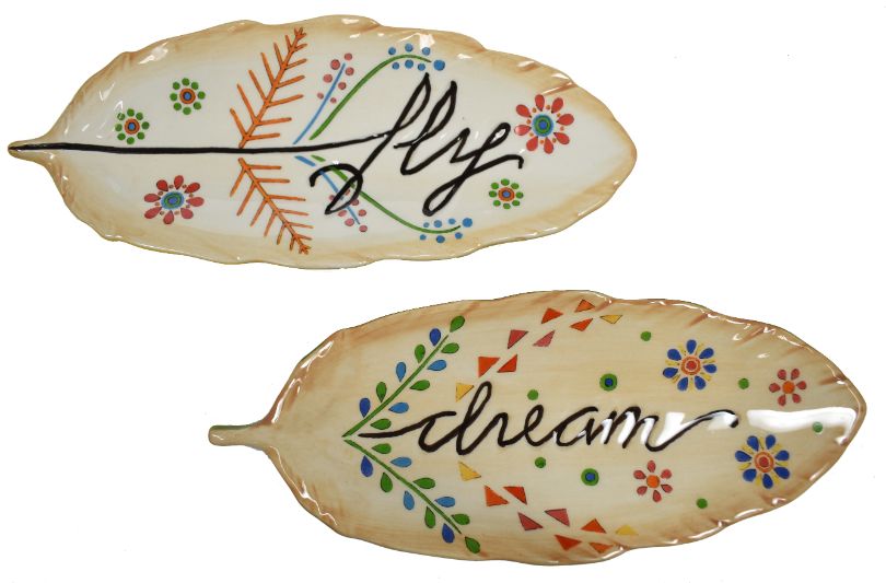 FeaTHEr Shaped Tray - 2 Assorted
