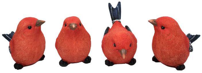 Medium Red & Blue Tail Bird Figure - 4 Assorted