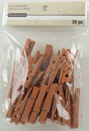 Stained Wood Clothes Pin Embellishments - Medium Pack of 30