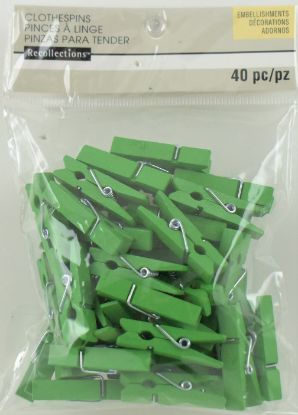 Green Wood Clothes Pin Embellishments - Small Pack of 40