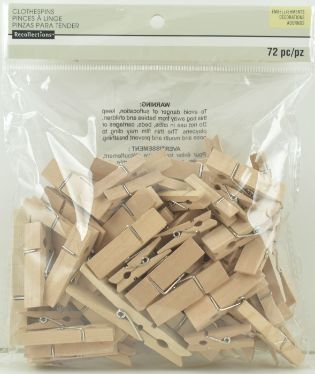 Natural WOOD Clothes Pin Embellishments - Assorted Size 72 pCs.