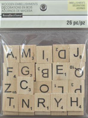 Wooden Scrabble Tile Embellishments - Pack of 26