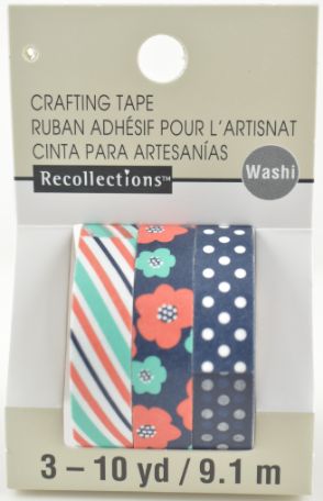 Floral/Stripe/Dot Washi Craft TAPE - 3 Pack 10 yd.