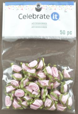 Pink SAtin RiBBon Rosette ACCessories - PACk of 50