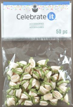 Ivory SAtin RiBBon Rosette ACCessories - PACk of 50