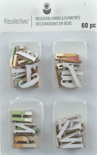 Wooden Alphabet Embellishments - Pack of 60