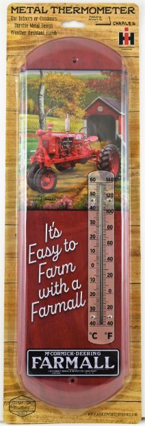 ''International Harvester - It's Easy to Farm'' Metal Thermometer
