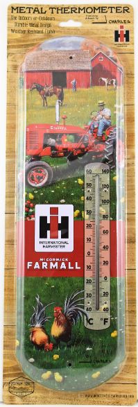 ''International Harvester - Farmall Red Barn'' Metal Thermometer