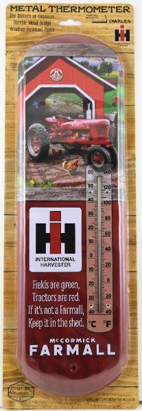''International Harvester - Farmall Bridge'' Metal Thermometer