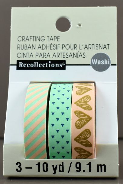 Heart Stripe Peach Green Washi Craft TAPE - 3 Pack 10 yd.