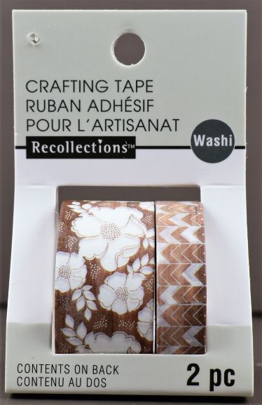 White Woodgrain Floral Washi Craft Tape - 2 Pack 10 yd.