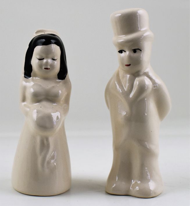 Bride & Groom CERAMIC Salt and Pepper Shaker Set