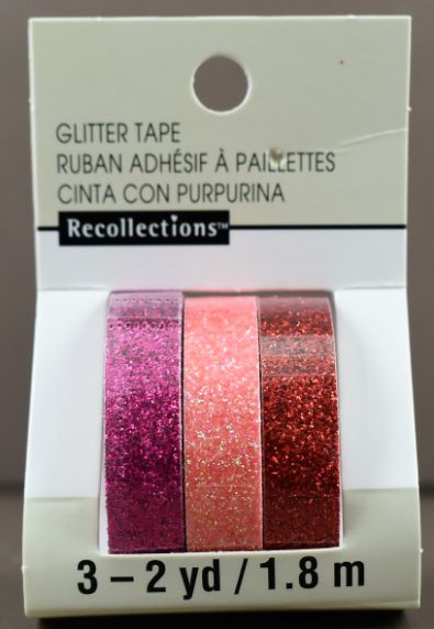 Red/Pink Glitter tape 3 pack. 3-2 yd.