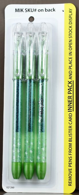 PENtel Green-Blue Gel PENs. 3 pk.