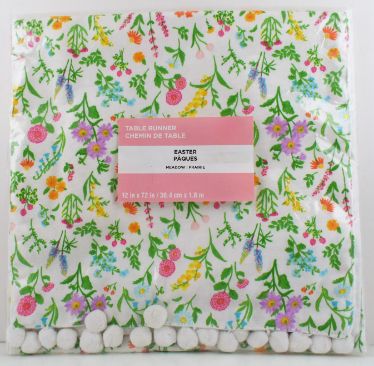 Spring Easter Floral Fabric Table Runner