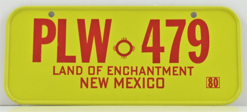 Vintage 1980 Bicycle Tag NEW Mexico