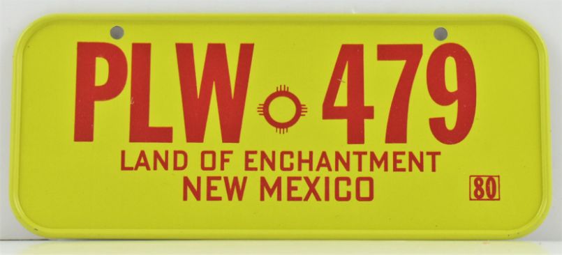 Vintage 1980 Bicycle Tag New MEXICO