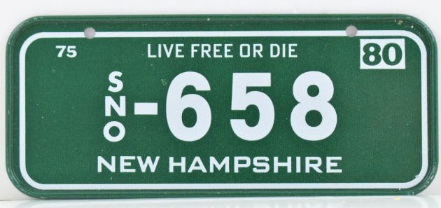 Vintage 1980 All Metal Bicycle Tag NEW Hampshire