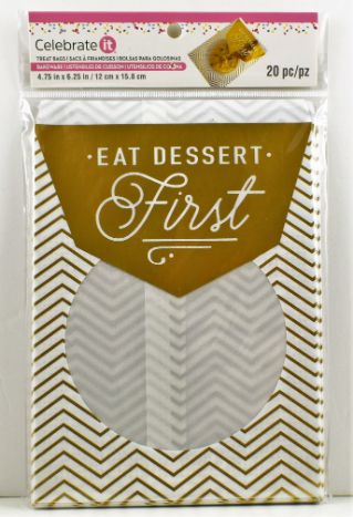 GOLD and White Chevron Treat Bags
