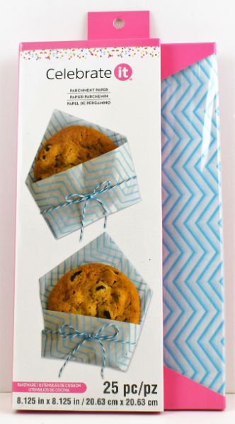 Blue and White Chevron Cookie Bags Parchment Paper