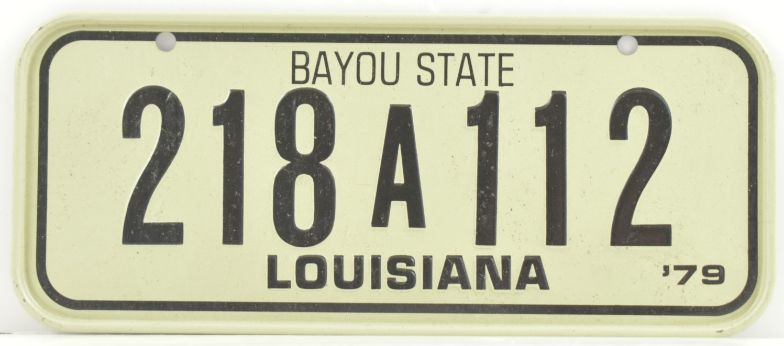 VINTAGE 1979 Stamped Lettering All Metal Bicycle Tag Louisiana