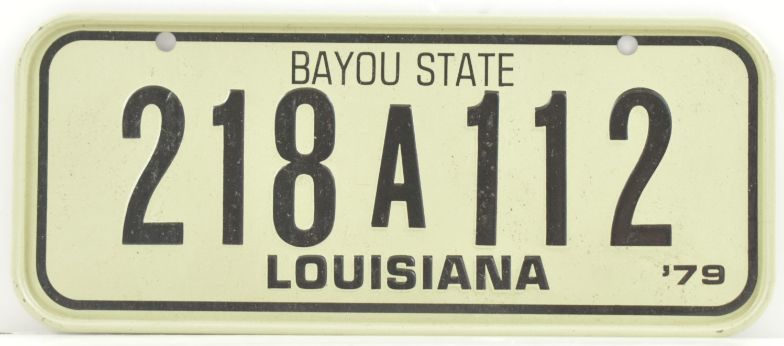 Vintage 1979 Stamped Lettering All Metal Bicycle Tag Louisiana