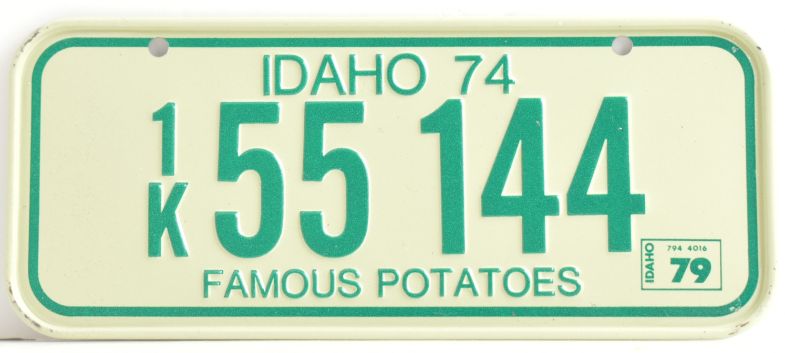 Vintage 1979 Stamped Lettering All Metal Bicycle Tag Idaho