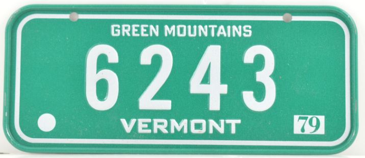 VINTAGE 1979 Stamped Lettering All Metal Bicycle Tag Vermont