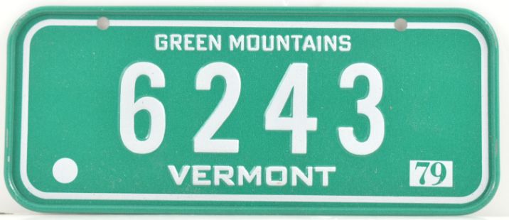 Vintage 1979 Stamped Lettering All Metal Bicycle Tag Vermont