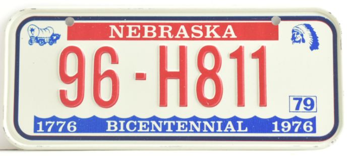 Vintage 1979 Stamped Lettering All Metal Bicycle Tag Nebraska