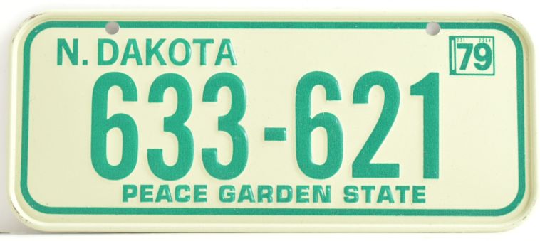 Vintage 1979 Stamped Lettering All Metal Bicycle Tag North Dakota