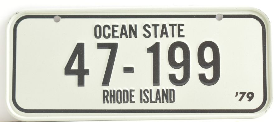 VINTAGE 1979 Stamped Lettering All Metal Bicycle Tag Rhode Island
