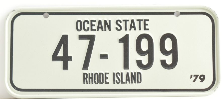 Vintage 1979 Stamped Lettering All Metal Bicycle Tag Rhode Island