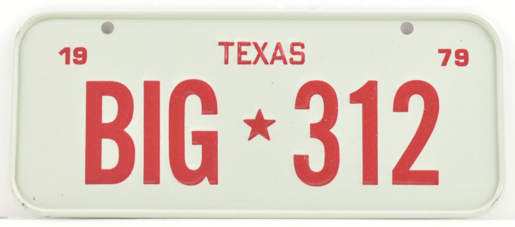 VINTAGE 1979 Stamped Lettering All Metal Bicycle Tag Texas