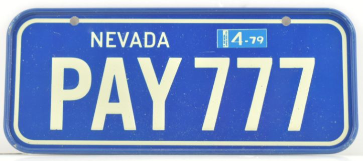 VINTAGE 1979 Stamped Lettering All Metal Bicycle Tag Nevada