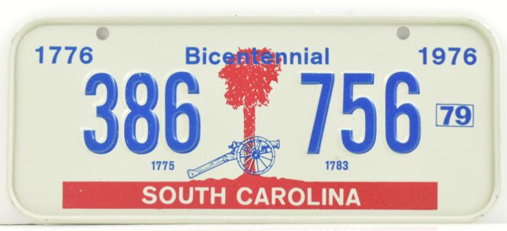 VINTAGE 1979 Stamped Lettering All Metal Bicycle Tag South Caroli