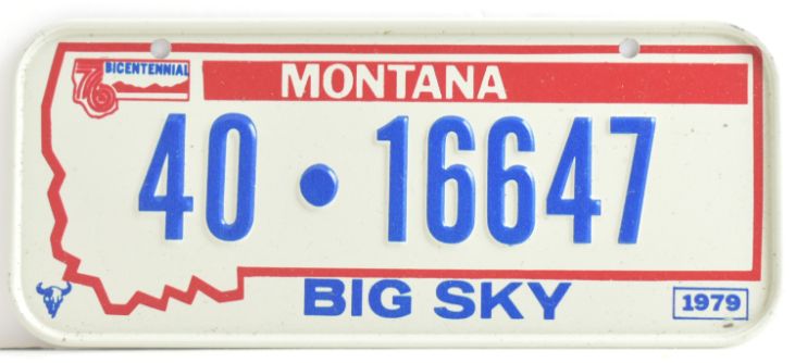 Vintage 1979 Stamped Lettering All Metal Bicycle Tag Montana