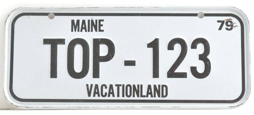 Vintage 1979 Stamped Lettering All Metal Bicycle Tag Maine