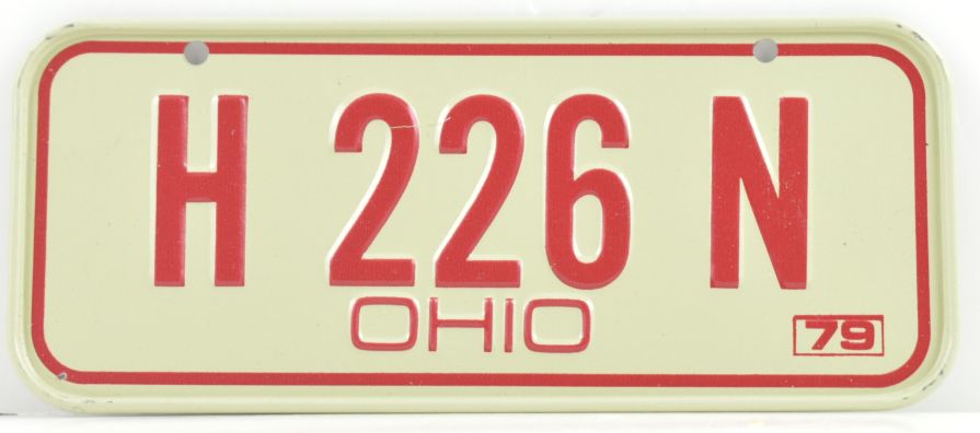 VINTAGE 1979 Stamped Lettering All Metal Bicycle Tag Ohio