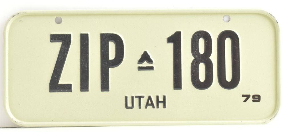VINTAGE 1979 Stamped Lettering All Metal Bicycle Tag Utah