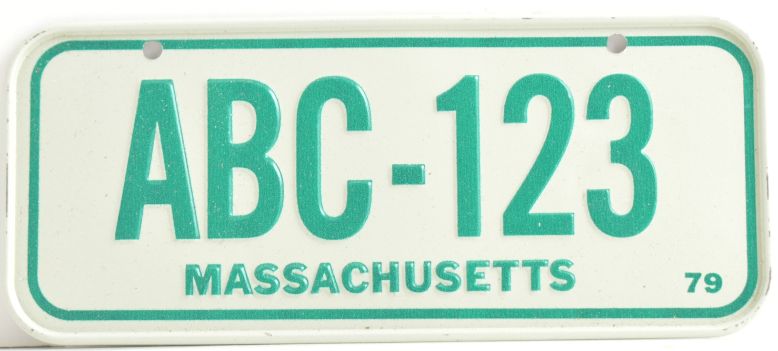 VINTAGE 1979 Stamped Lettering All Metal Bicycle Tag Massachusett