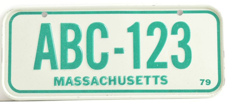 Vintage 1979 Stamped Lettering All Metal Bicycle Tag Massachusett