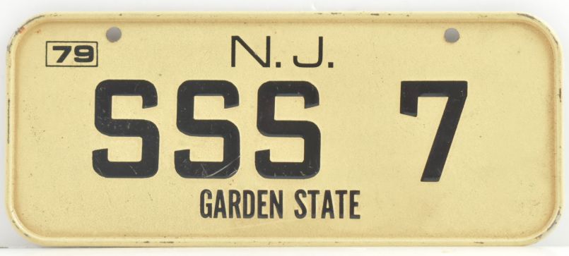 VINTAGE 1979 Stamped Lettering All Metal Bicycle Tag New Jersey