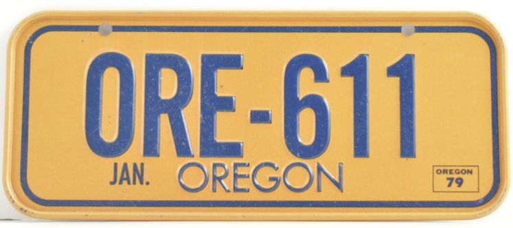 Vintage 1979 Stamped Lettering All Metal Bicycle Tag Oregon