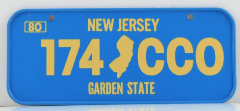 VINTAGE 1980 All Metal Bicycle Tag New Jersey