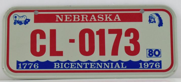 VINTAGE 1980 All Metal Bicycle Tag Nebraska