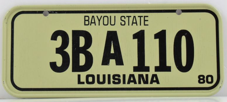 VINTAGE 1980 All Metal Bicycle Tag Louisiana