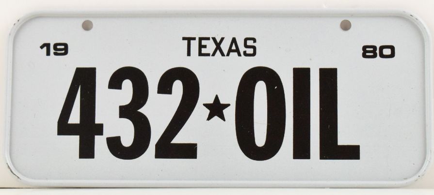 VINTAGE 1980 All Metal Bicycle Tag Texas